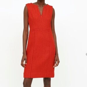 Tory Burch Orange Herringbone Merino Wool Blend Dress